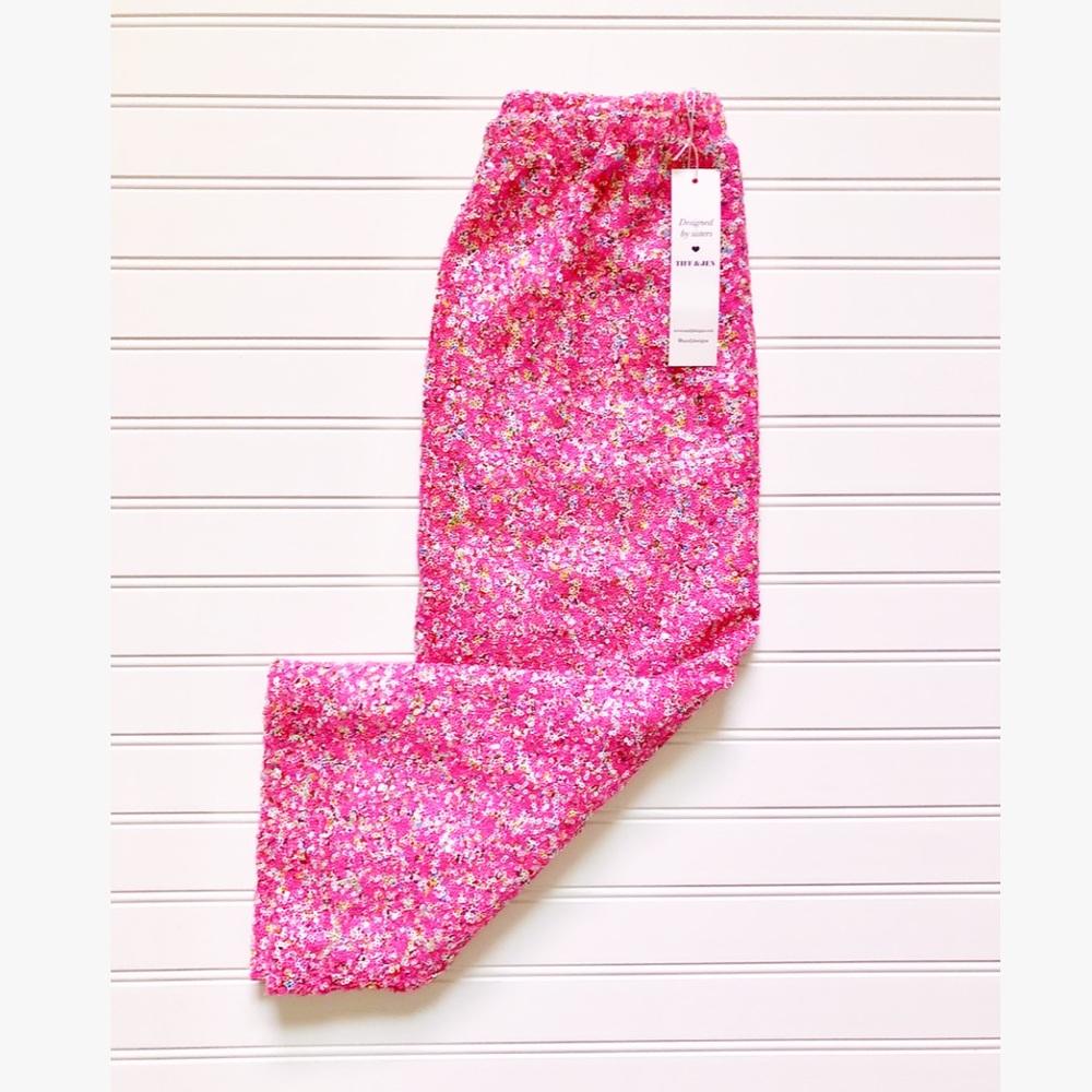 Last 1 Barbie Pink &White Sequin Pencil Skirt - Picture 4 of 6
